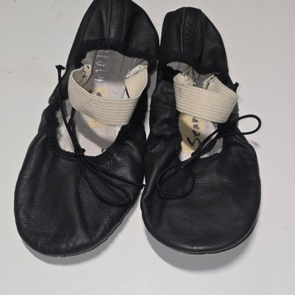 Bloch Kids Black Leather Ballet Slippers Dance Shoes Full Sole Size 8.5C